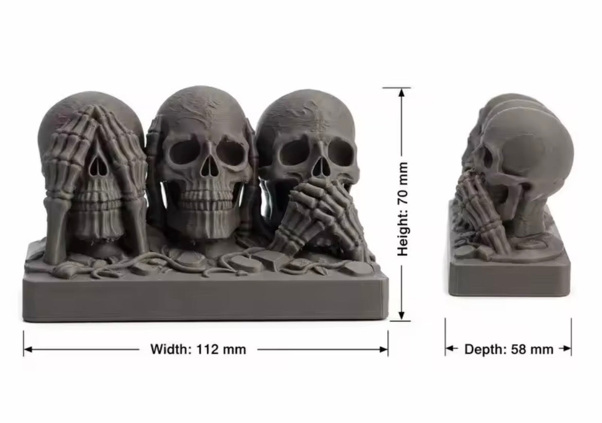 3 Wise Skulls Statue