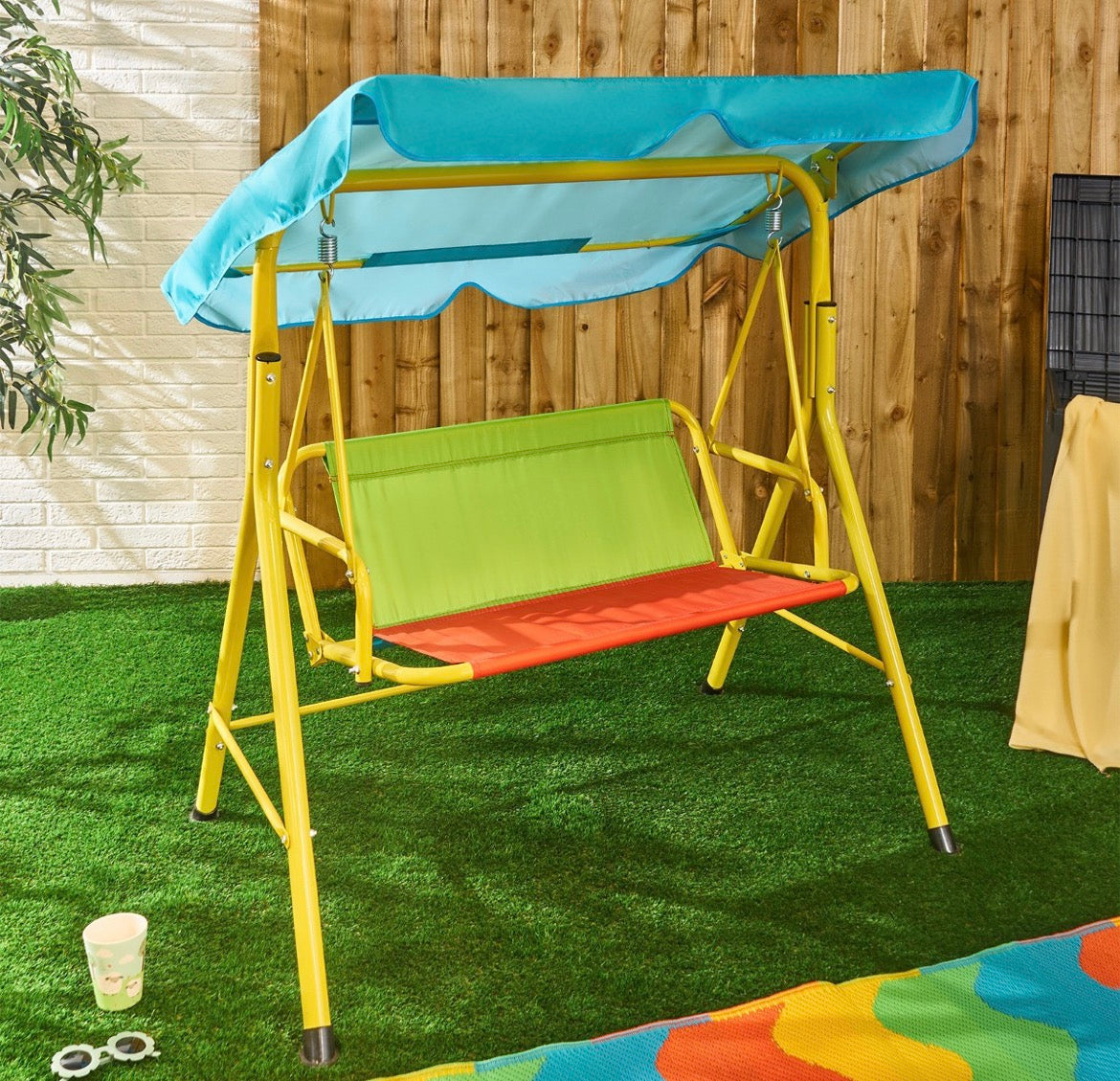 Kids Swing Bench with Canopy
