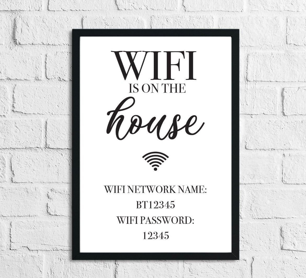 A4 WiFi Password Personalised Sign