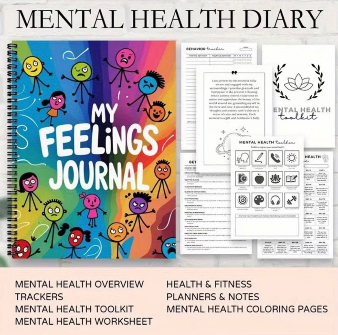 120 Pages Mental Health Notebook Journal