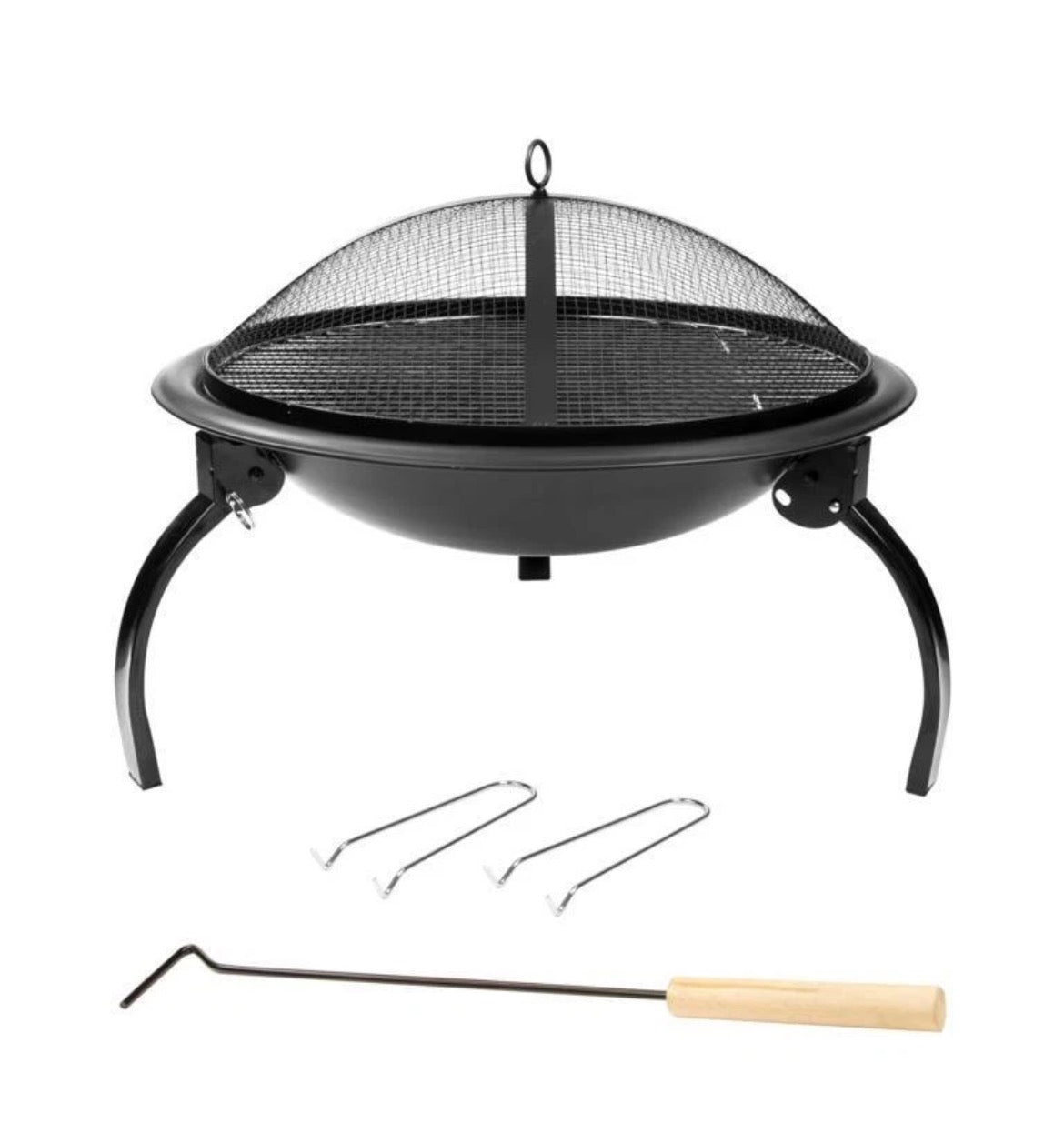 2 in 1 Portable 22" Round Fire Pit with BBQ