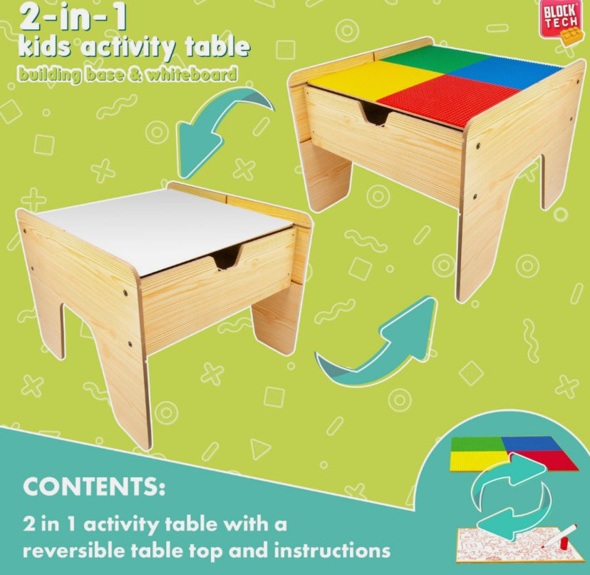 Kids Activity Table 2-in-1 Building Block & Art Station