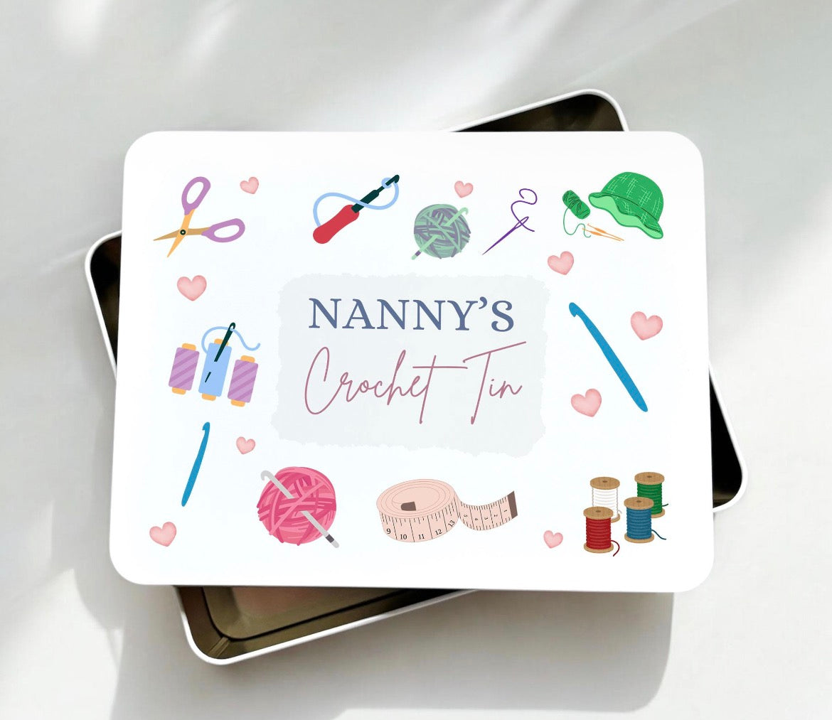 Small Personalised Crochet Tin
