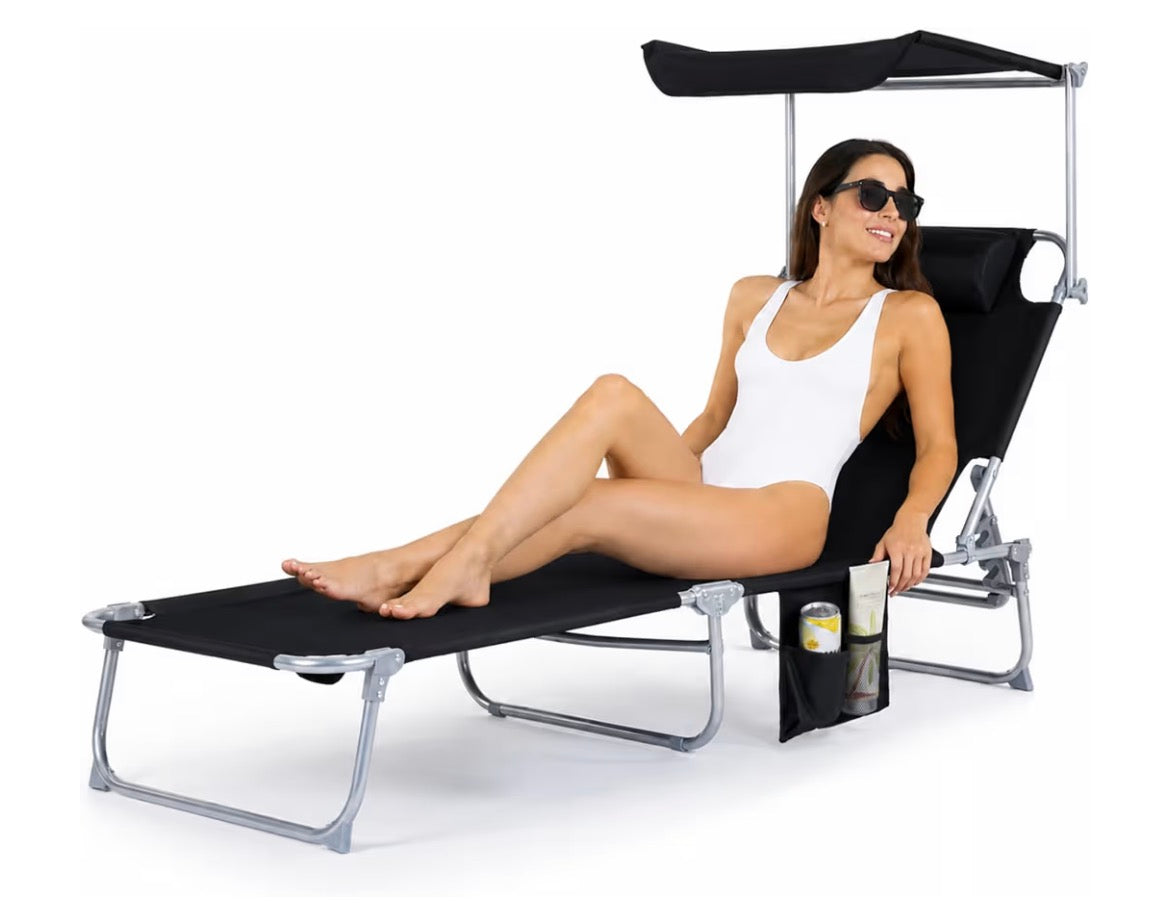 Folding Lounging Chair with Shade