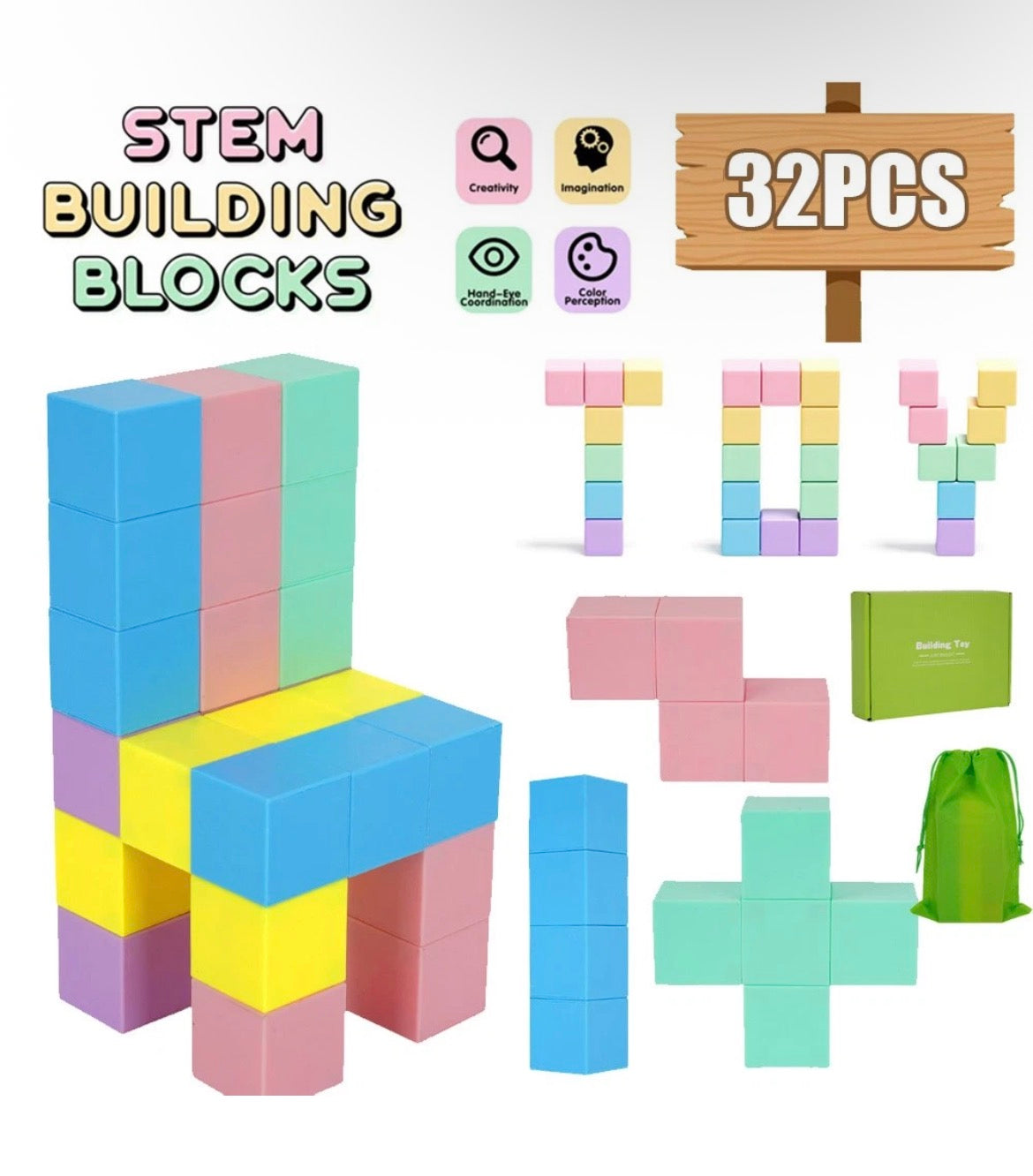 32 Magnetic Building Blocks