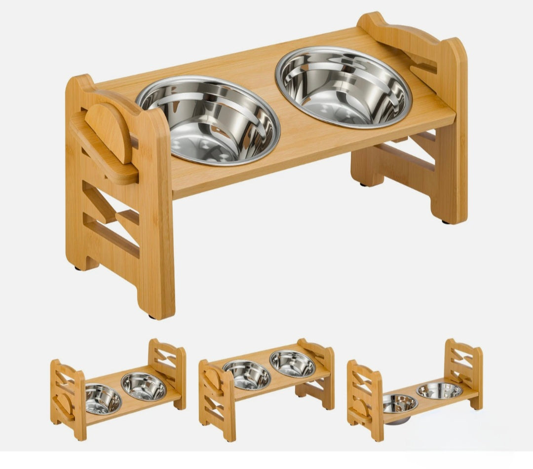 Raised Dog Bowls With Adjustable Height Stand