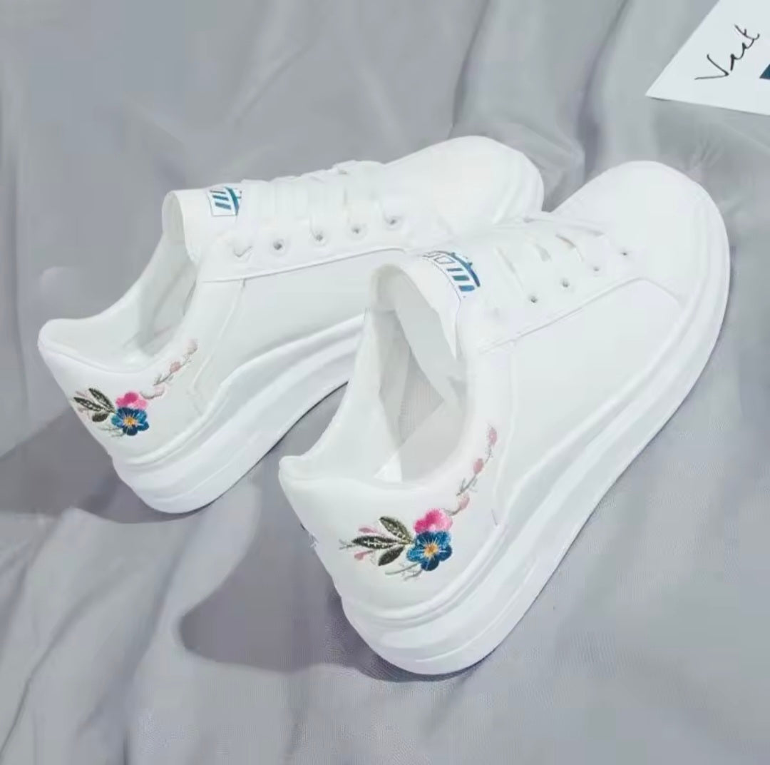 Embroidered Flower Trainers