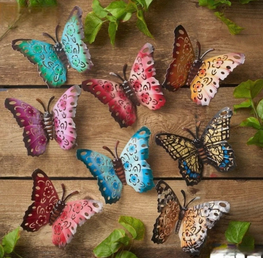 Set Of 8 3D Butterfly Fence Hangers