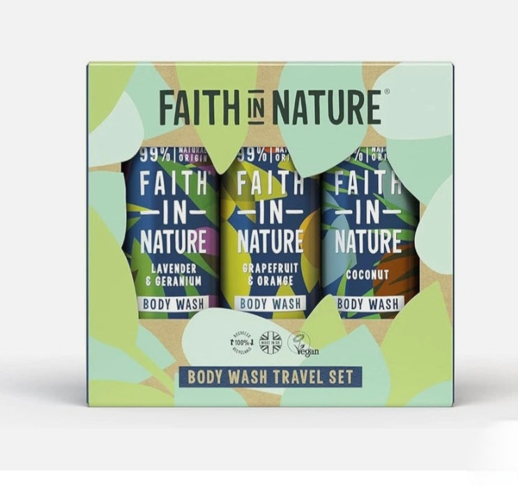 Faith In Nature Vegan Travel Body Wash Set