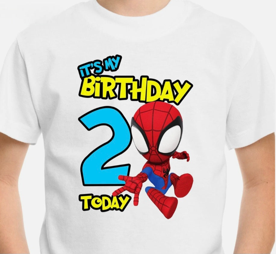 Personalised Spiderman Birthday Age T-Shirt