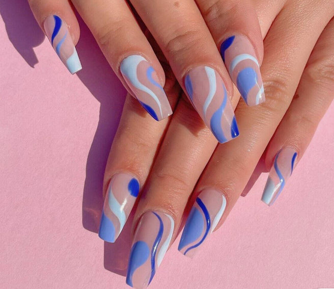 24Pcs Long Coffin Press On Nails 9
