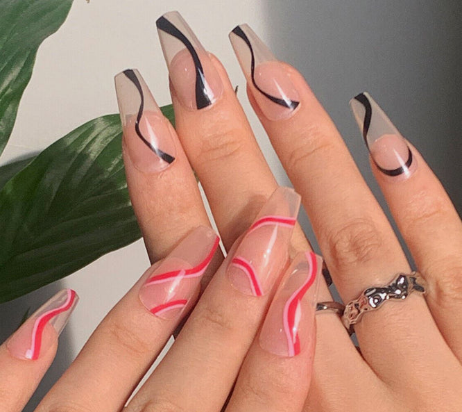 24Pcs Long Coffin Press On Nails 3