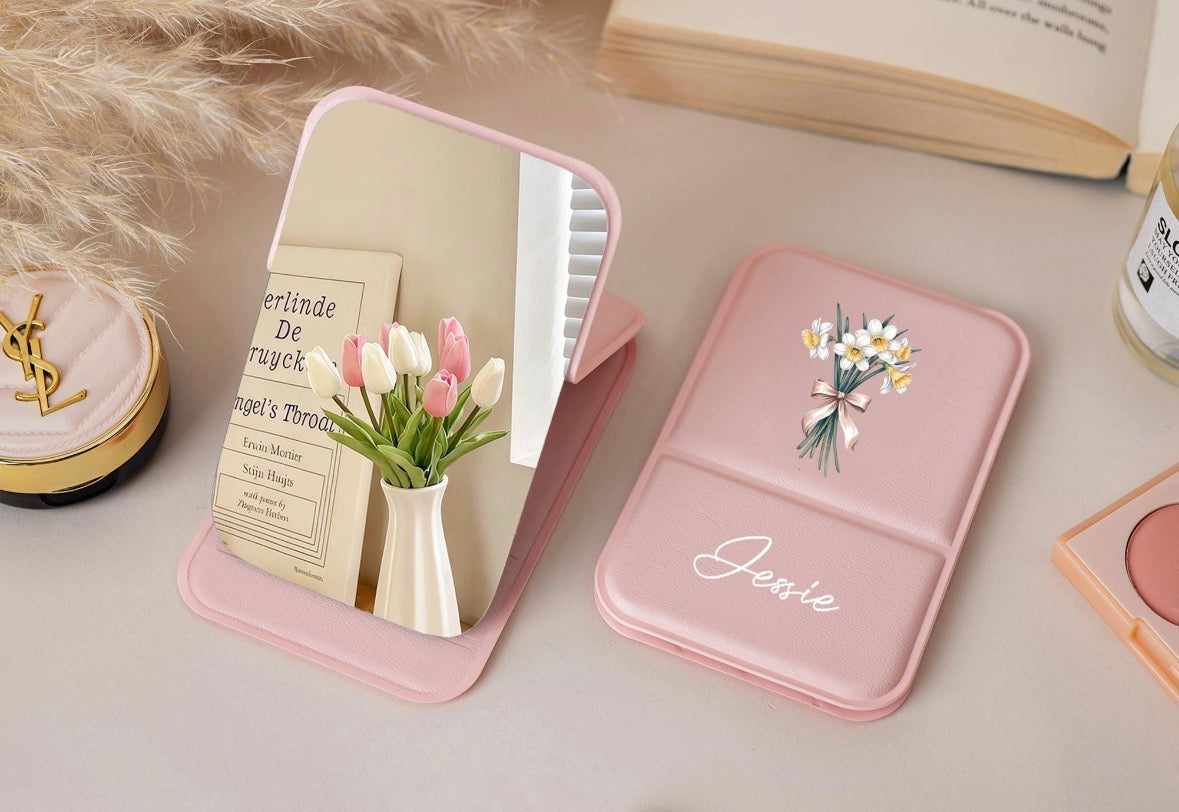 Personalized Square Makeup Folding Mirror