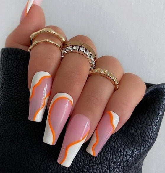 24Pcs Long Coffin Press On Nails 5