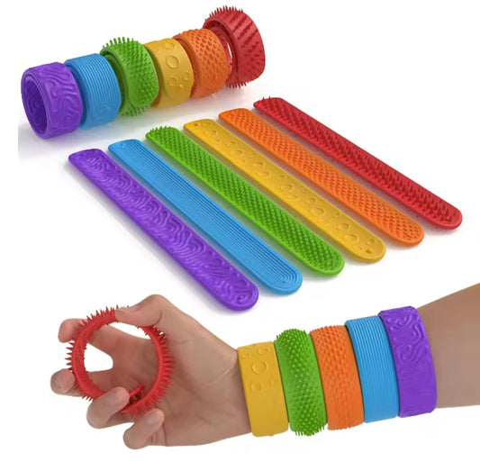 6 Pack Slap Bracelets Textured Silicone