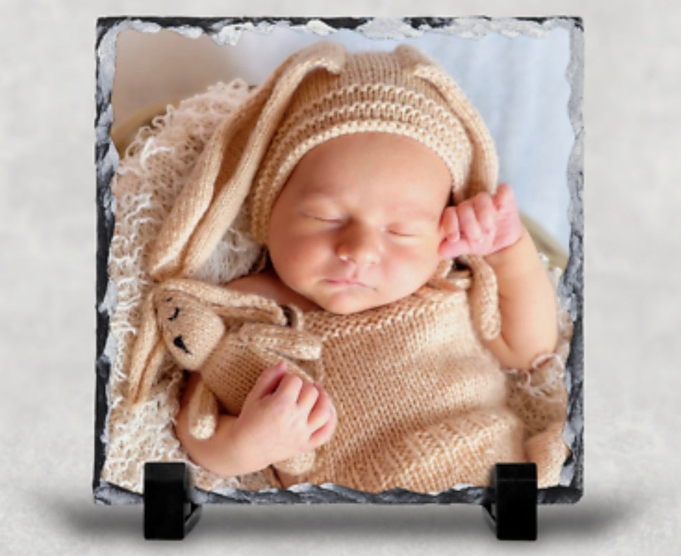 Personalised Photo Picture Rock Slate  with Free Stand