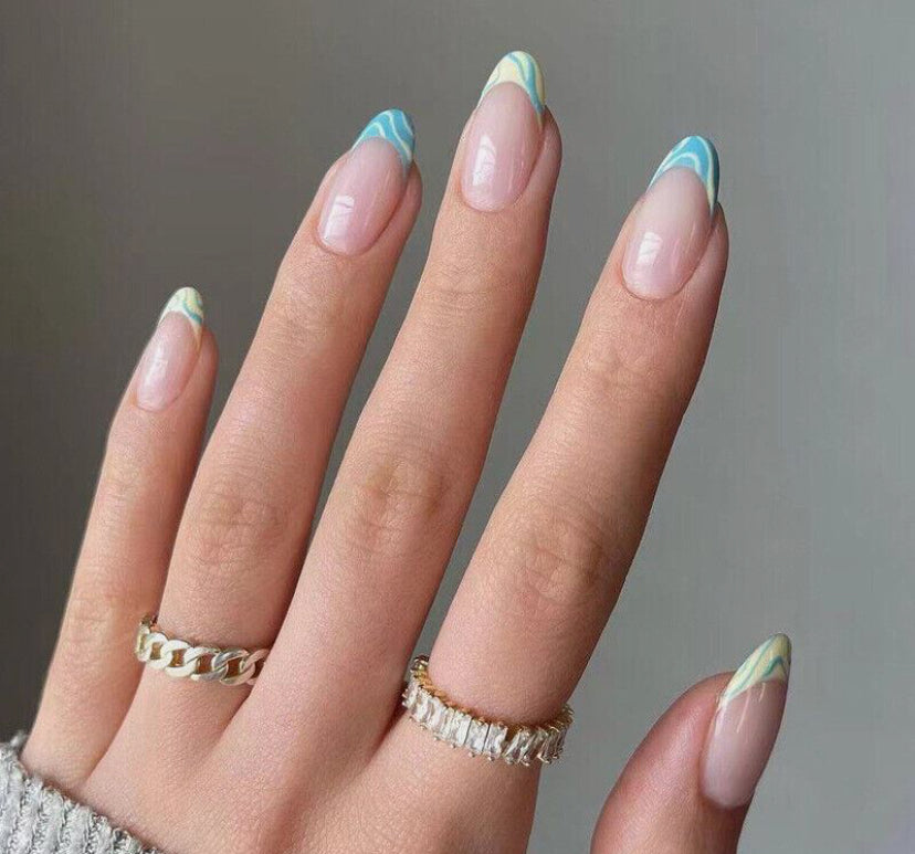 24Pcs Long Coffin Press On Nails 7