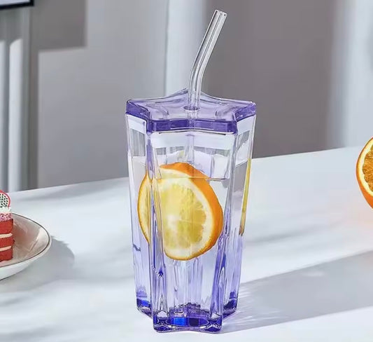 300ml Straw Tumbler Glass Star