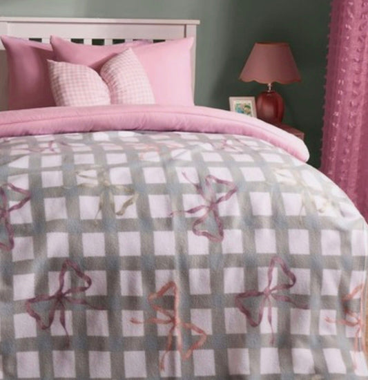 Bow Fleece Throw 120cmX150cm