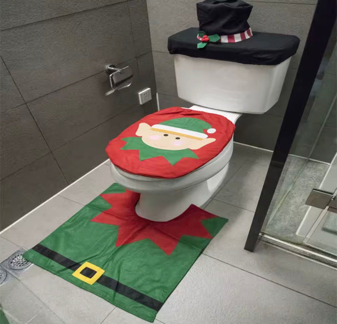 Cute Christmas Toilet Seat Set