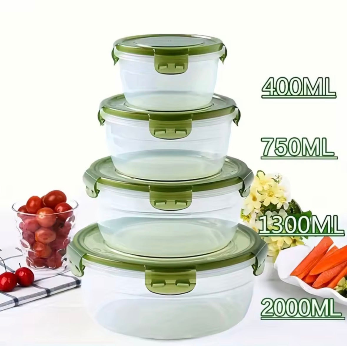 4 Containers + 4 Sealed Lids