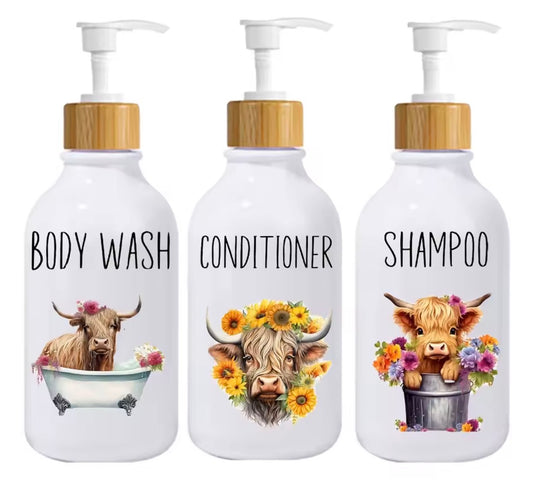 3Pcs Highland Cow Soap Dispenser