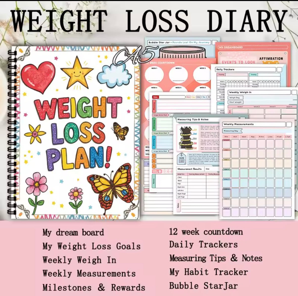 Weight Loss Tracker Note Book