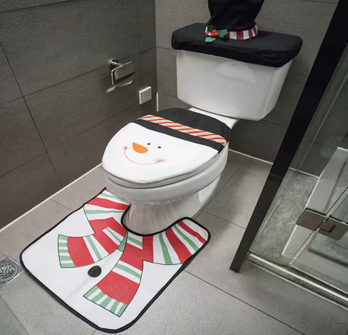 Cute Christmas Toilet Seat Set