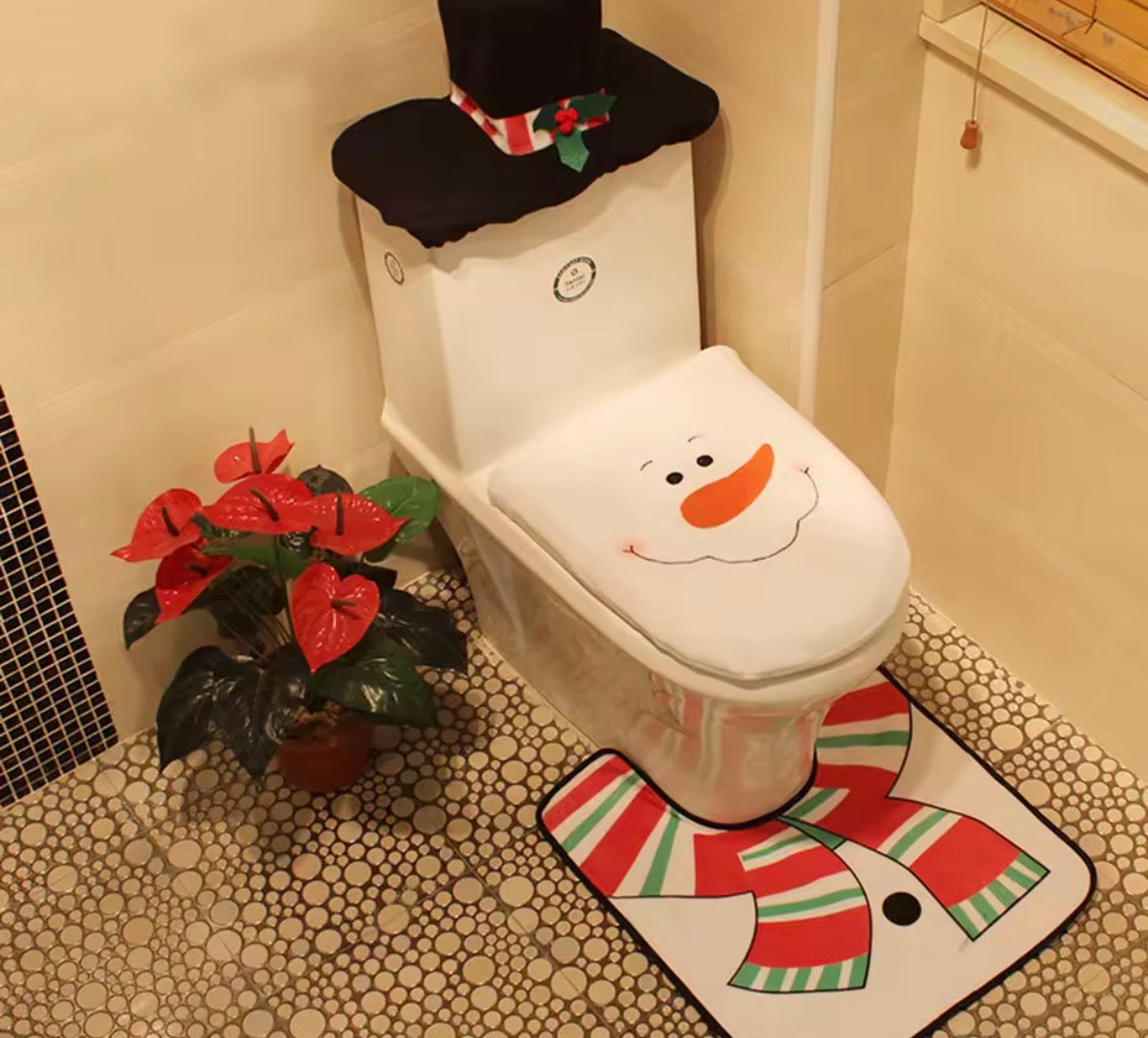 Cute Christmas Toilet Seat Set
