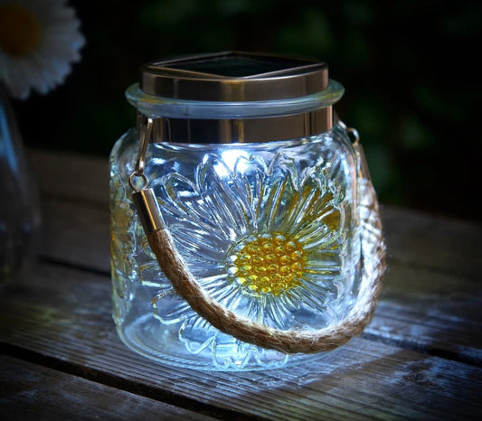 Solar Powered Daisy Glass Lantern