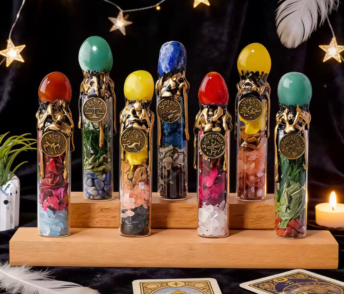 Natural Crystal Zodiac Wishing Bottle