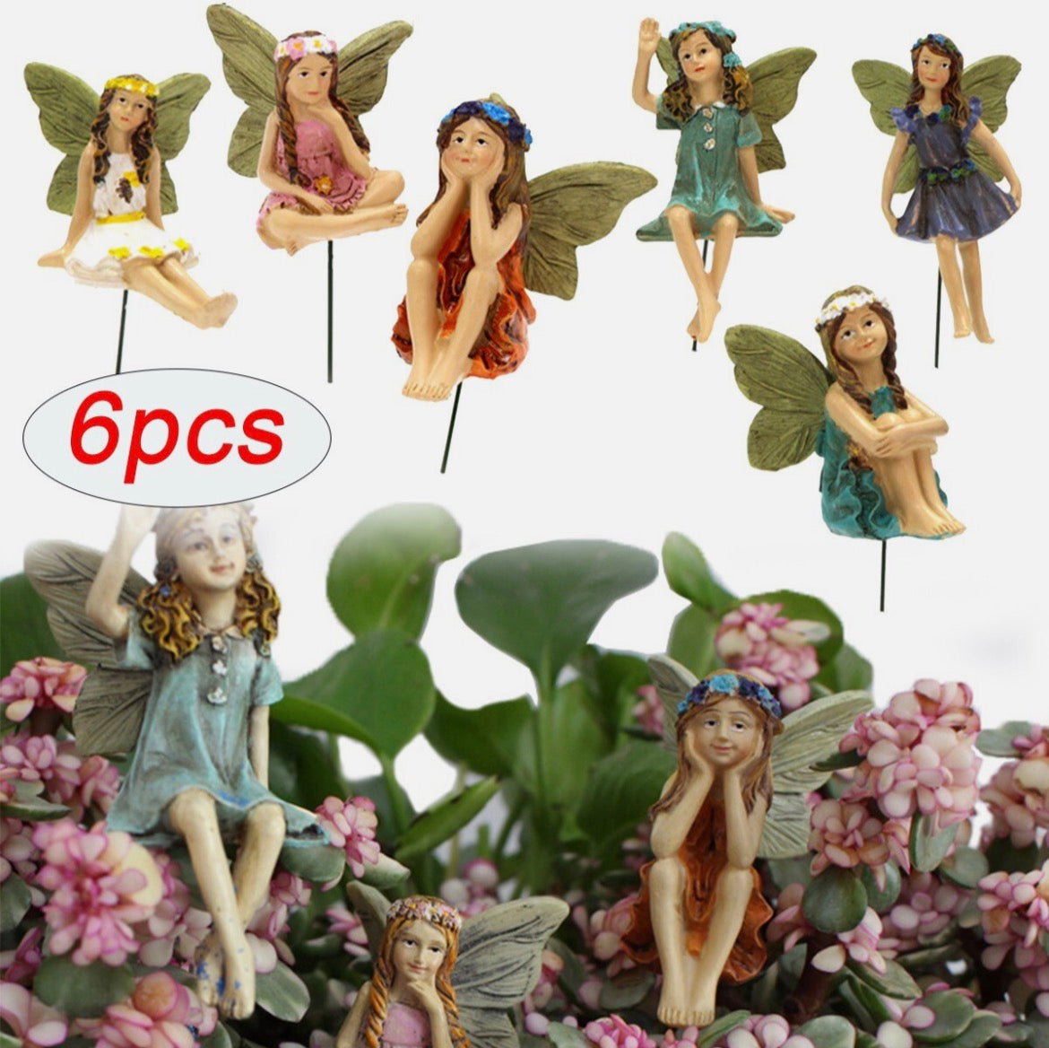 6pc Miniature Fairy Garden Figures