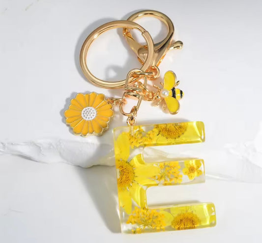Bee Initial Keychain