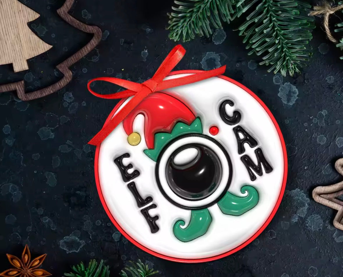 2D Funny Elf Camera Tree Decoration