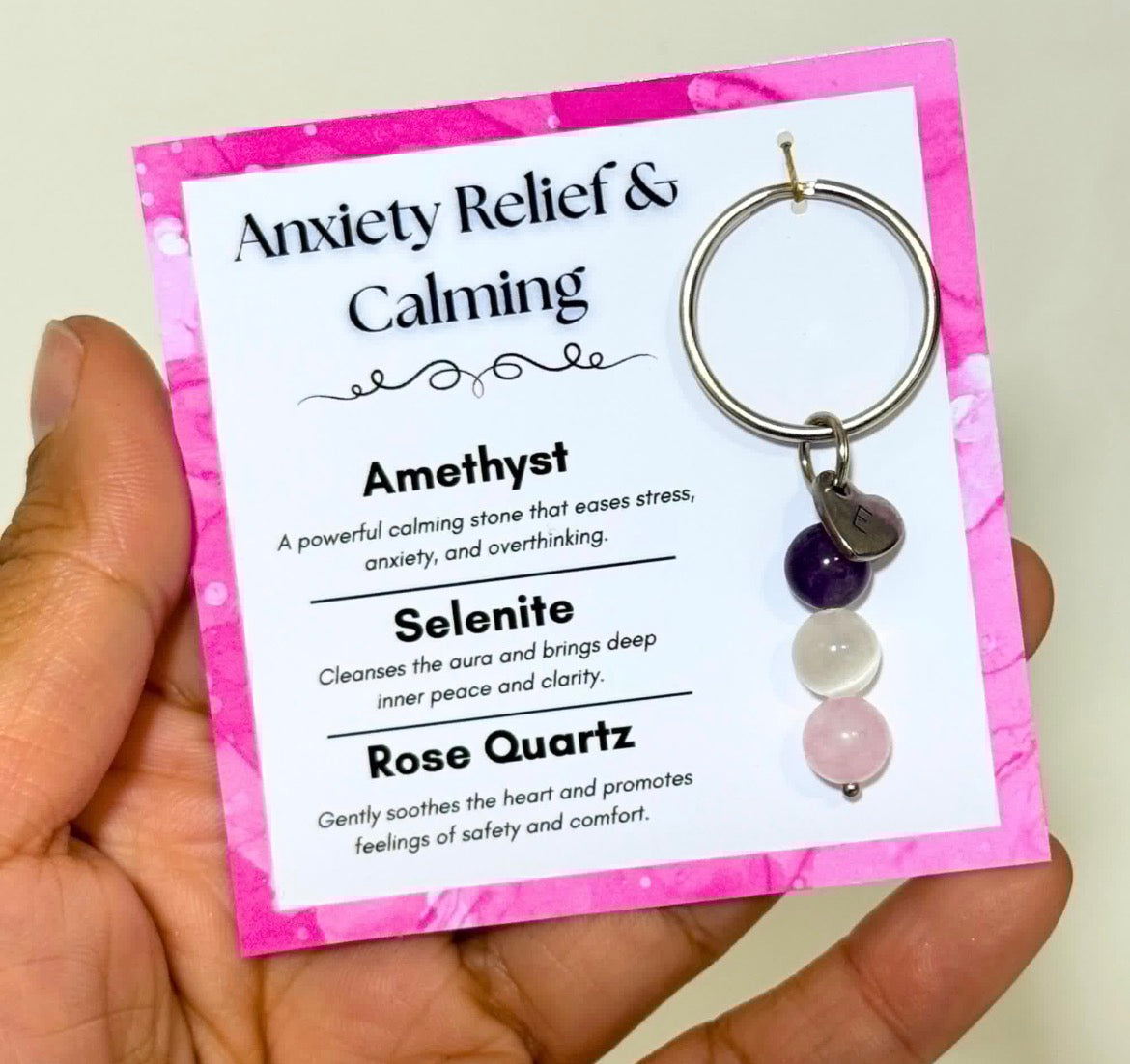 Initial Anxiety Relief & Calming Crystal Keyring