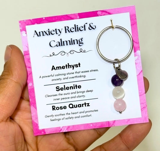 Initial Anxiety Relief & Calming Crystal Keyring