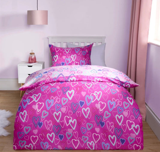 Neon Heart Duvet Set Reversible