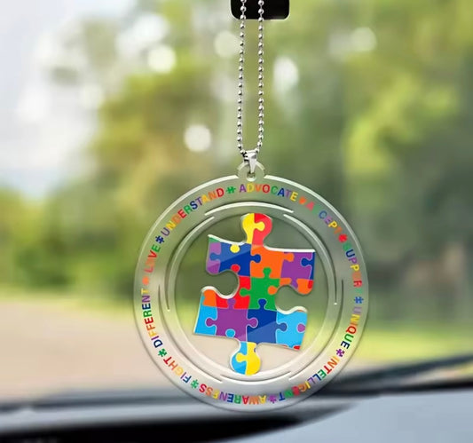 Acrylic Autism Awareness Keyring