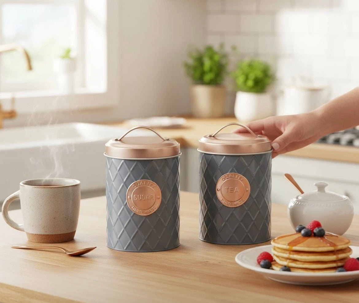 Set of 2 Tea Sugar Canisters