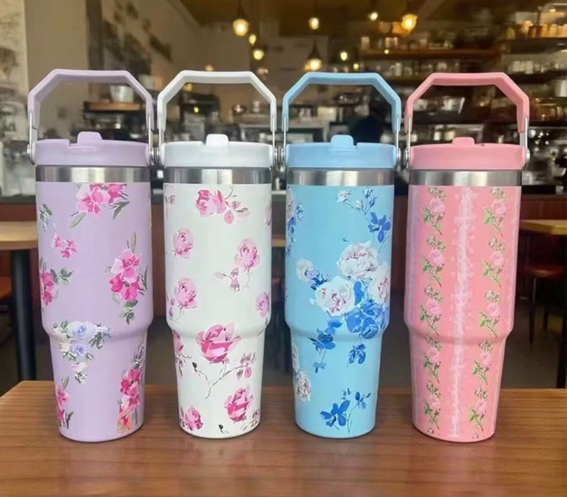 30oz Stainless Steel Floral Tumbler