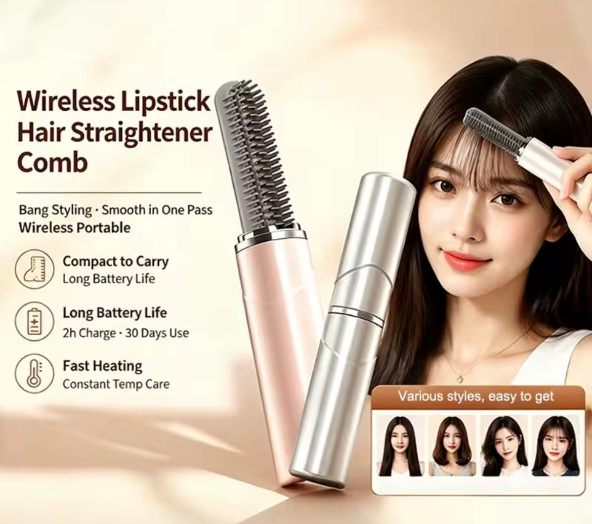 Mini Cordless Hair Straightener Brush