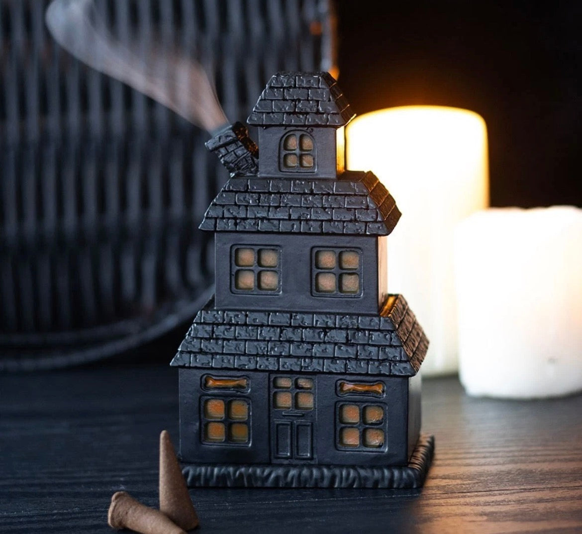 Gothic Witchy Haunted House  Incense Cone Holder Burner