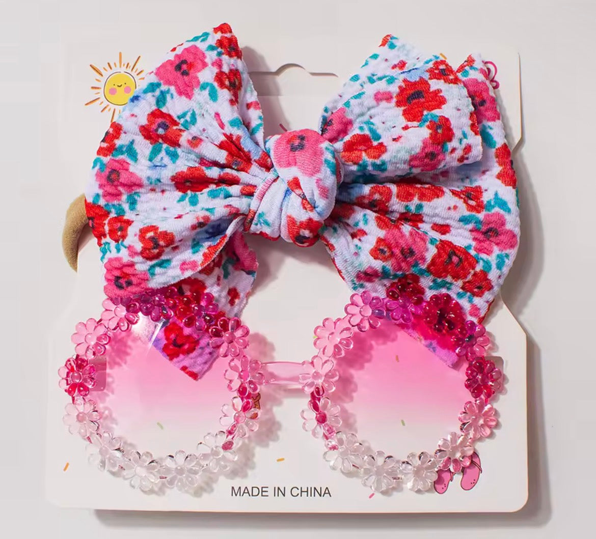 Girls Bow & Sunglasses