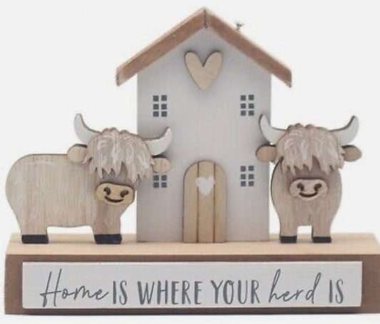 Highland Cow wooden plaque