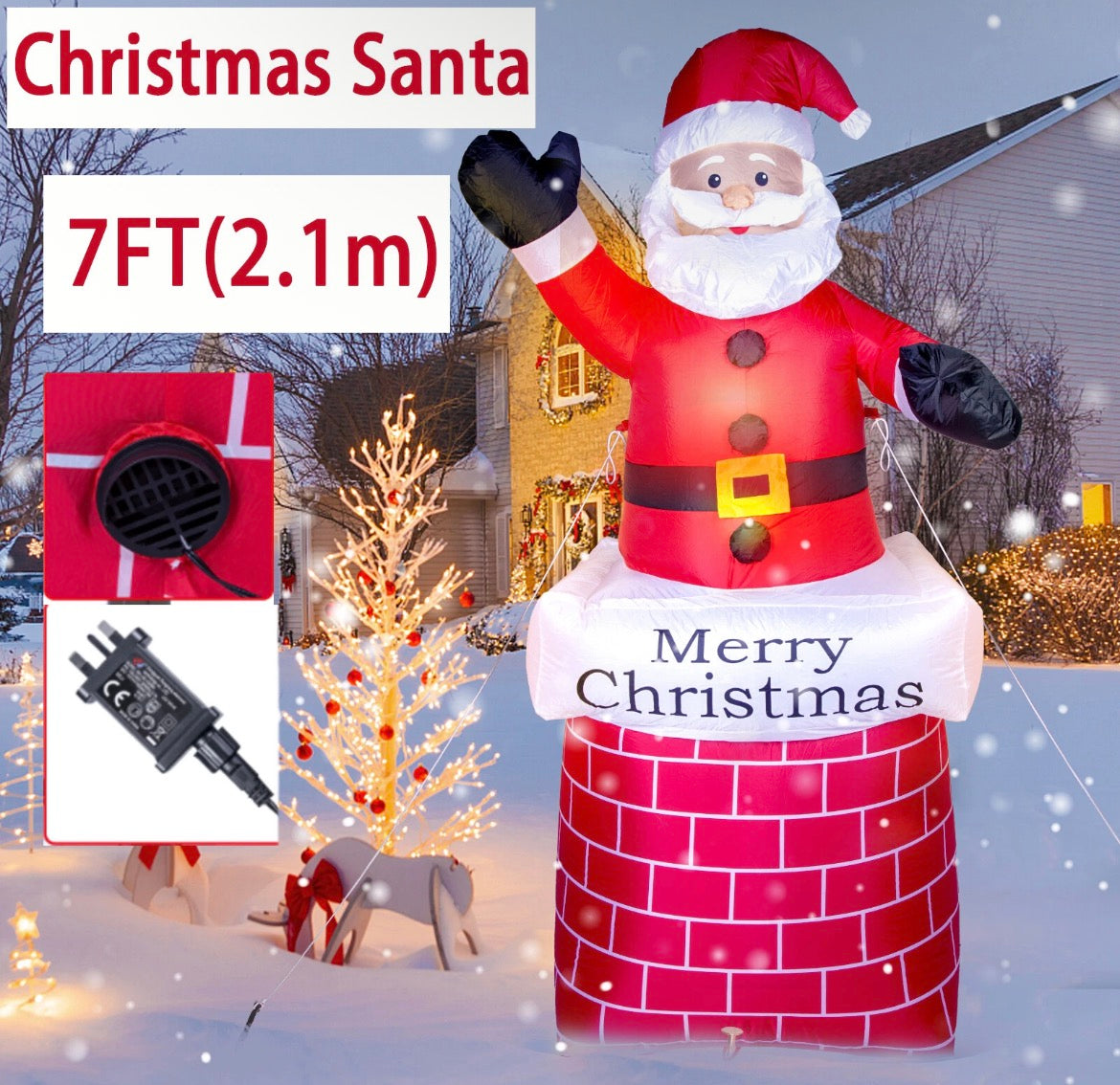 7ft Giant Inflatable LED Santa