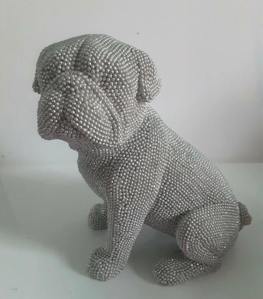 Silver Art Diamante Pug Ornament