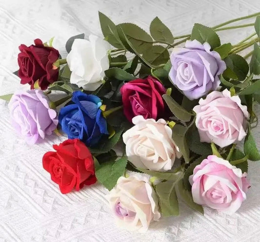 10 Mixed Colorful Artificial Roses Flowers