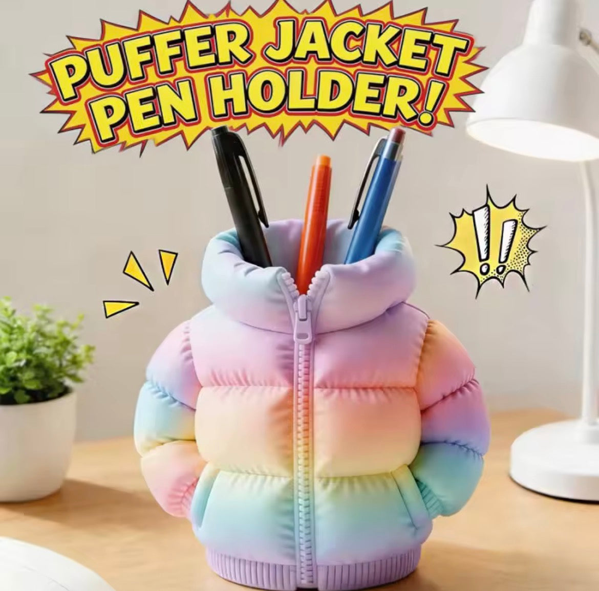 3D Puffer Jacket Shape Pen Holder