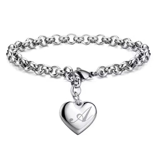 925 Sterling silver Letter heart bracelet