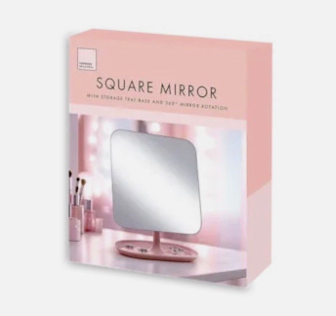 Rotating Square Mirror With Tray Stand